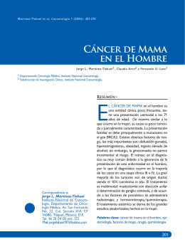 Cáncer de Mama en el Hombre - Instituto Nacional de Cancerología