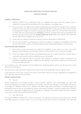 TERMS AND CONDITIONS FOR ONLINE