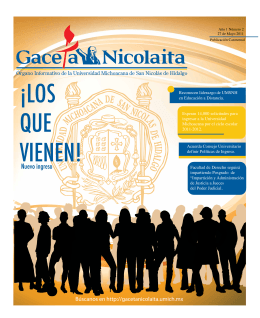 Nuevo ingreso - Gaceta Nicolaita - Universidad Michoacana de San