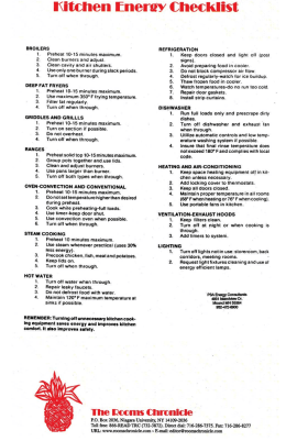 Kitchen Enemy Checklist