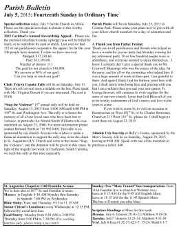 Parish Bulletin July 5 - Saint Augustine Our Lady of Victory