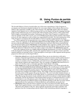 IX. Using Puntos de partida with the Video Program