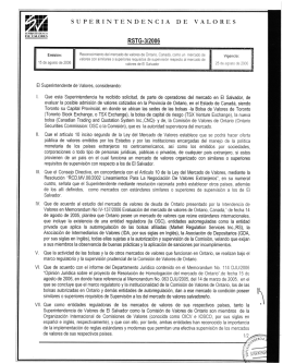 RSTG-3/2006 Reconocimiento del mercado de valores de Ontario
