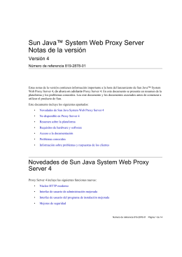 Sun Java System Web Proxy Server Notas de la Version