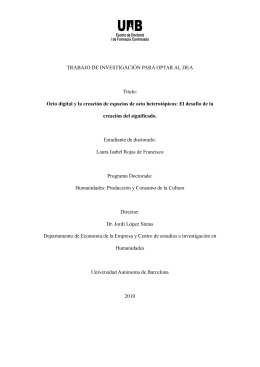 TRABAJO DE INVESTIGACIÓN PARA OPTAR AL DEA Título: Ocio