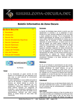 Boletín Informativo de Zona Oscura NOVEDADES - Inicio
