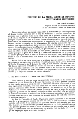 EFECTOS DE LA MORA SOBRE EL DEUDOR HIPOTECARIO