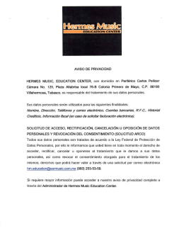 AVISO DE PRIVACIDAD HERMES MUSIC, EDUCATION CENTER