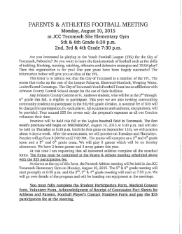 2015 Youth Football ﻿﻿Forms