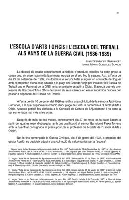 L`escola d`arts i oficis i l`escola del treball als de la guerra civil