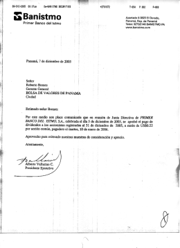 Primer Banco del Istmo 1 » , Telex: 3273/2146 BANISTMO PA