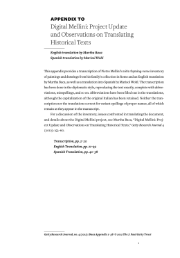 appendix to Digital Mellini: Project Update and Observations on