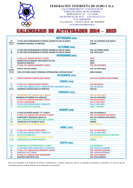 CALENDARIO DE ACTIVIDADES 2014 – 2015