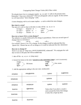 Conjugating Stem Changer Verbs (AKA Shoe verbs)