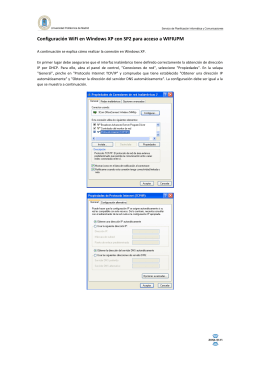 Configuración WiFi en Windows XP con SP2 para acceso a WIFIUPM