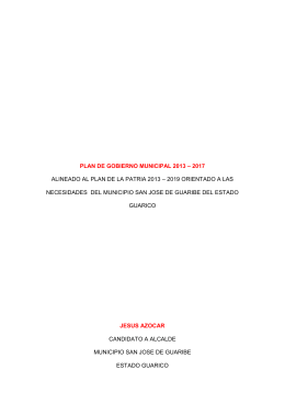 PLAN DE GOBIERNO MUNICIPAL 2013 – 2017 ALINEADO AL