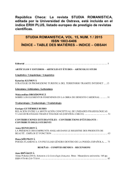 STUDIA ROMANISTICA, VOL. 15, NUM. 1 / 2015 ISSN