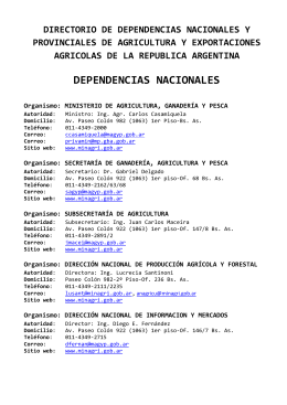 Directorio de dependencias nacionales y provinciales de Agricultura