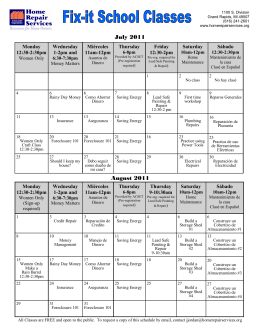Class Schedule July