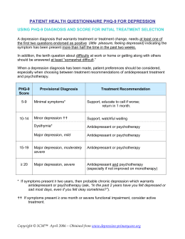 SCORING FOR DIAGNOSES & INITIAL TREATMENT
