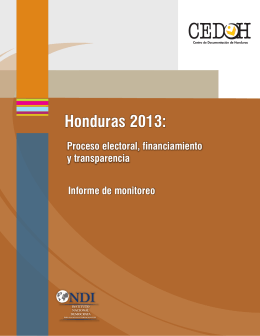 Honduras 2013: Proceso electoral, financiamiento y transparencia