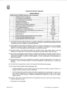 LISTADO DE PRECIOS PÚBLICOS - Ayuntamiento de Alcobendas