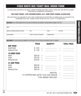 FIXED ROUTE BUS TICKET MAIL ORDER FORM
