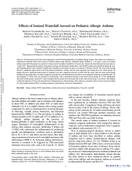 Effects of Ionized Waterfall Aerosol on Pediatric Allergic Asthma