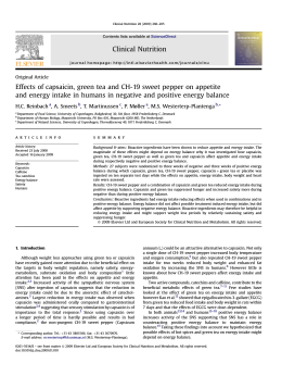 Effects of capsaicin, green tea and CH-19 sweet