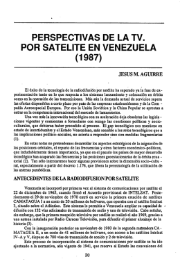 PERSPECTIVAS DE LA TV. POR SATELITE EN VENEZUELA (1987)