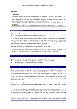 SERVICIO VISA TRAVEL ASSISTANCE – VISA PLATINUM