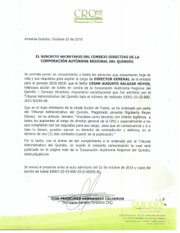 Aviso Tutela - Corporación Autónoma Regional Del Quindío