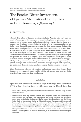 The Foreign Direct Investments of Spanish Multinational Enterprises