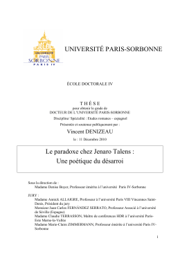 UNIVERSITÉ PARIS-SORBONNE Le paradoxe chez - e