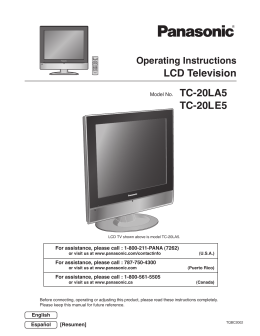 LCD Television TC-20LA5 TC-20LE5 - Support