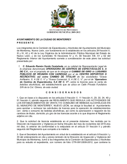 AYUNTAMIENTO DE LA CIUDAD DE MONTERREY PRESENT E