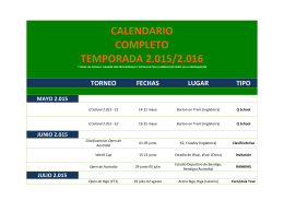 CALENDARIO COMPLETO TEMPORADA 2.015/2.016