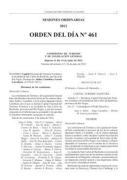 orden del día nº 461 - Honorable Cámara de Diputados de la Nación