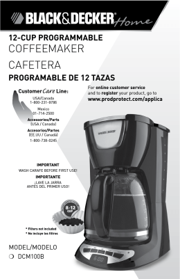 COFFEEMAKER CAFETERA - Applica Use and Care Manuals