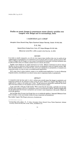 Studies on recent changes in premonsoon season - E