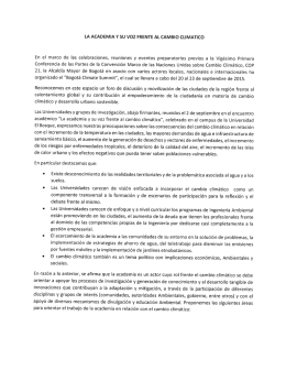 LA ACADEM¡A Y SU VOZ FRENTE AL CAMBIO CLlMATICO