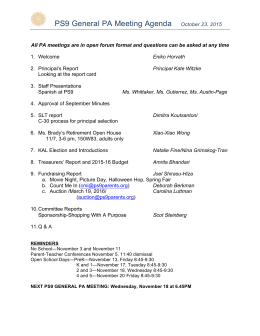 PS9 General PA Meeting Agenda October 23, 2015