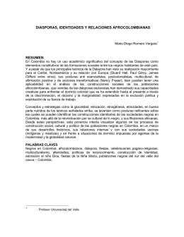 diasporas, identidades y relaciones afrocolombianas