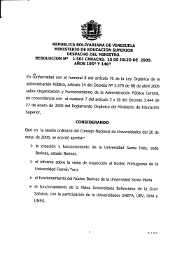 REPUBLICA BOLIVARIANA DEVENEZUELA MINISTERIO DE
