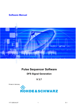 Software Manual: Pulse Sequencer Software