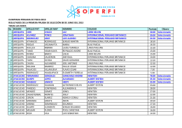 Resultados del Primer Examen de Selección 2013