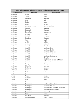 Sedes de la Registraduría donde hay Booking o Máquina de