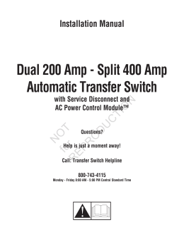 Dual 200 Amp - Split 400 Amp Automatic Transfer Switch