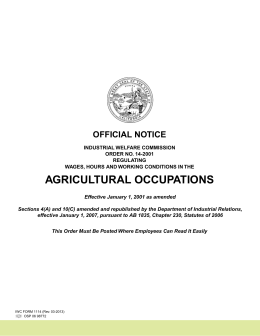 AGRICULTURAL OCCUPATIONS
