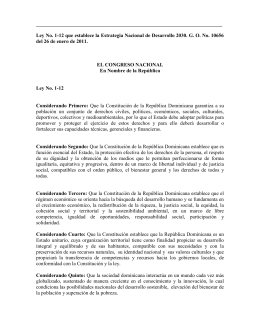 LEY ORGÁNICA DE LA ESTRATEGIA NACIONAL DE DESARROLLO